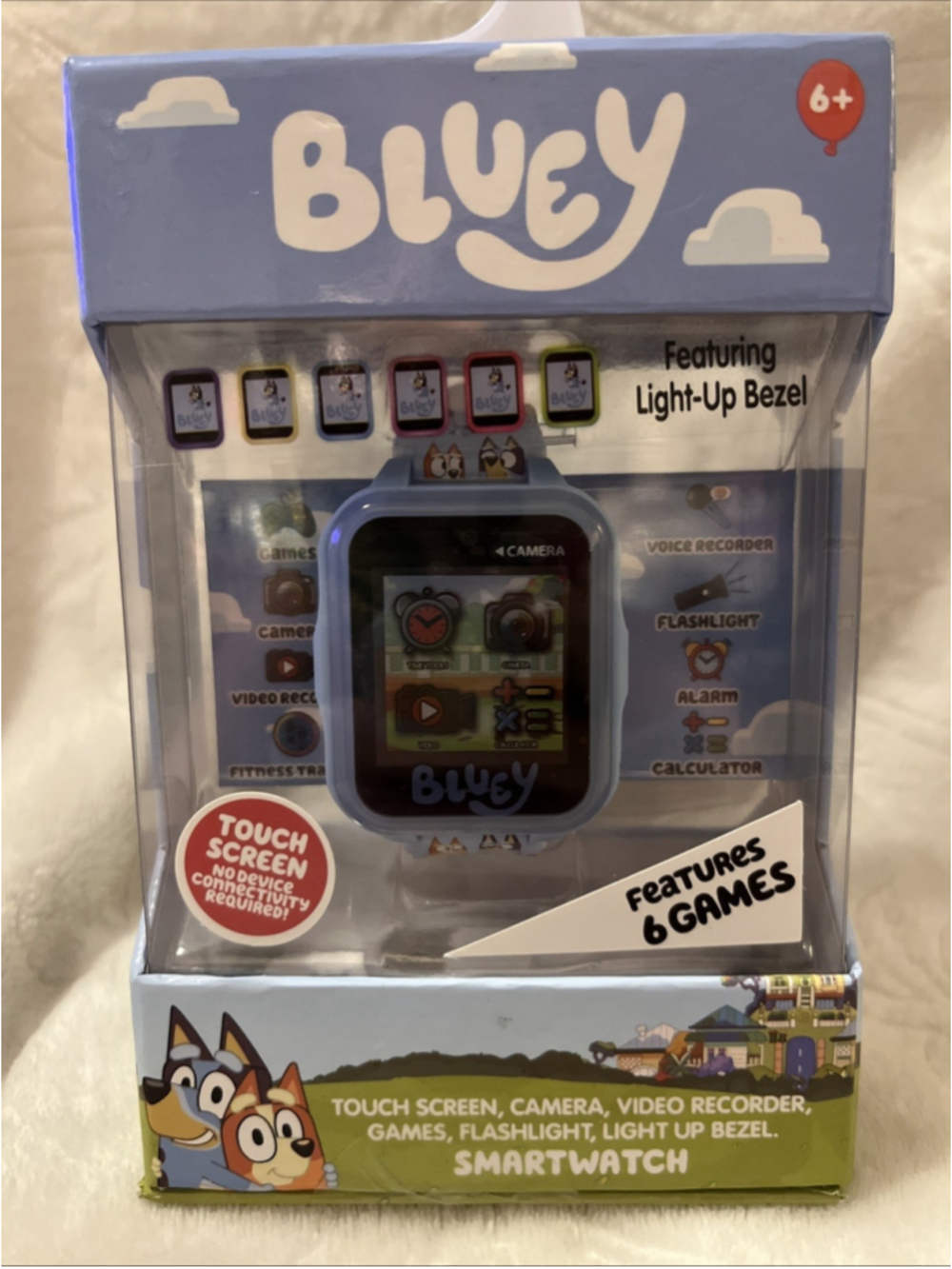 Bluey iTime Kids Smart Watch Touchscreen Camera Games Silicone Strap Blue NIB